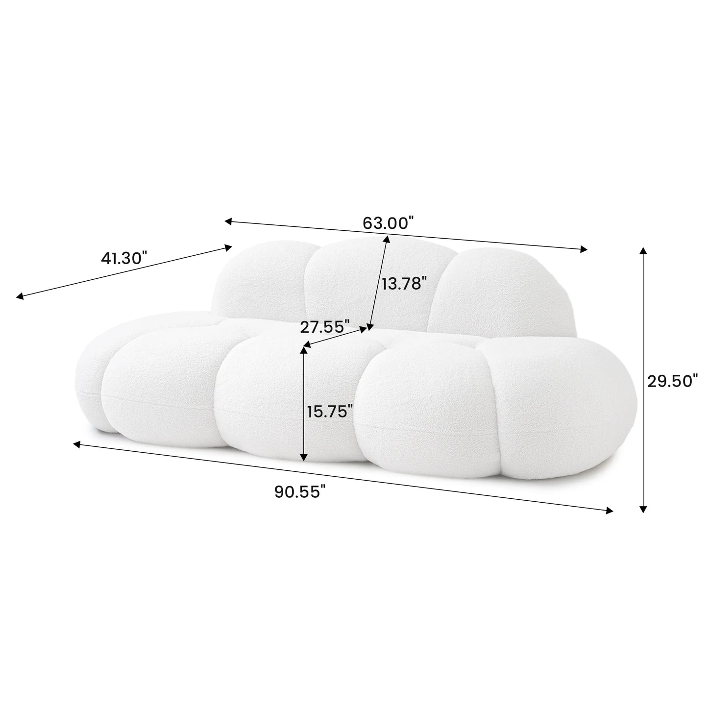 Sdorens Cloud Shaped Upholstered Sofa for Modern Living Room Comfort