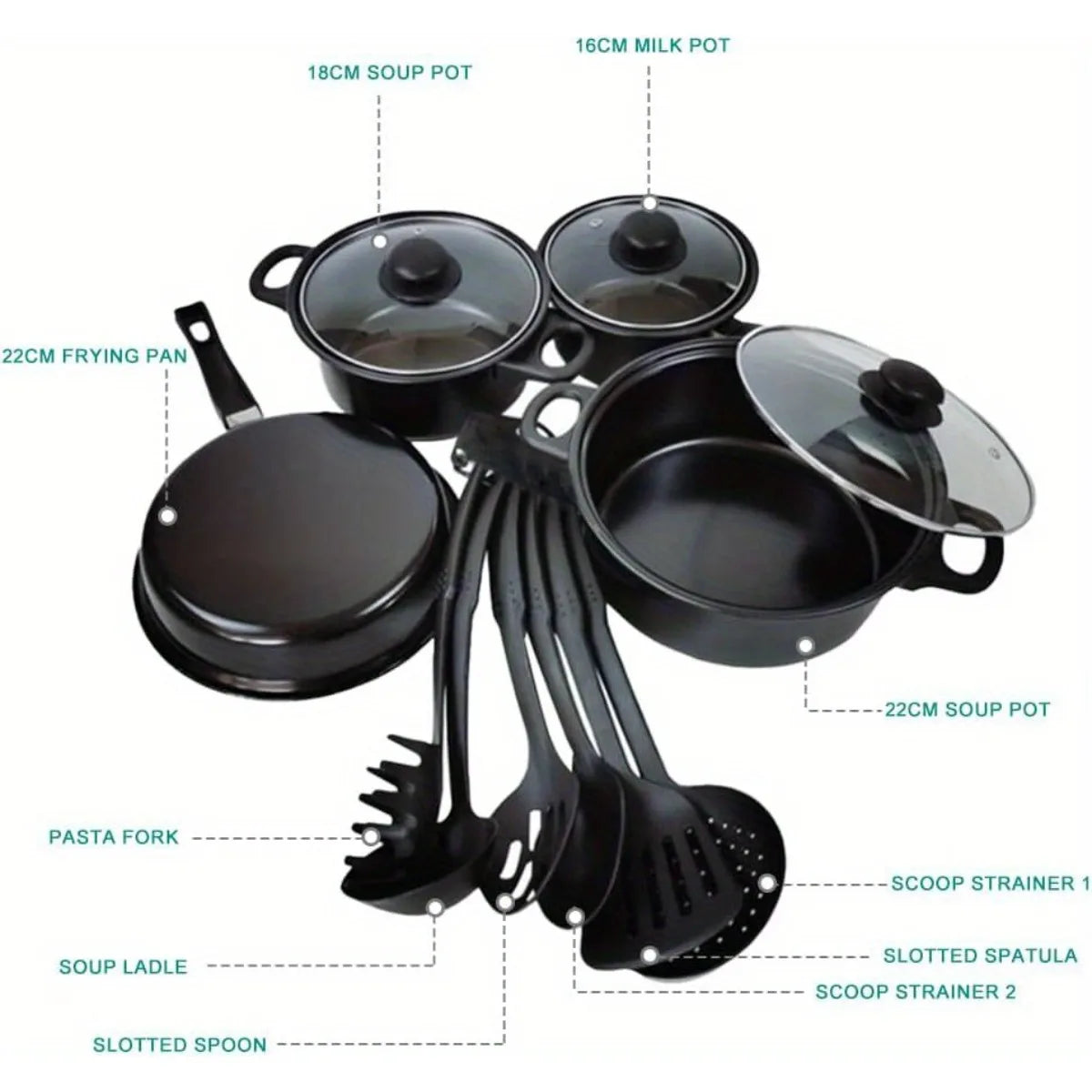 Cobasport 13 Piece Nonstick Pots And Pans Set For Induction