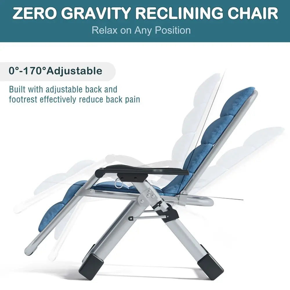 YTYIN Padded Zero Gravity Chair With Cup Holder Folding Lounge