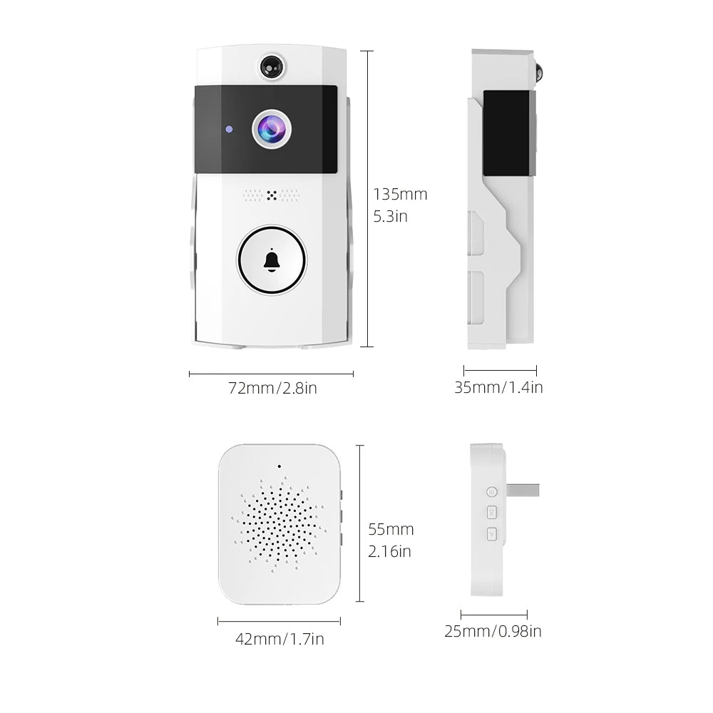 Wireless Smart Video Doorbell Camera 1MP 90 Degree Wide View Night Vision