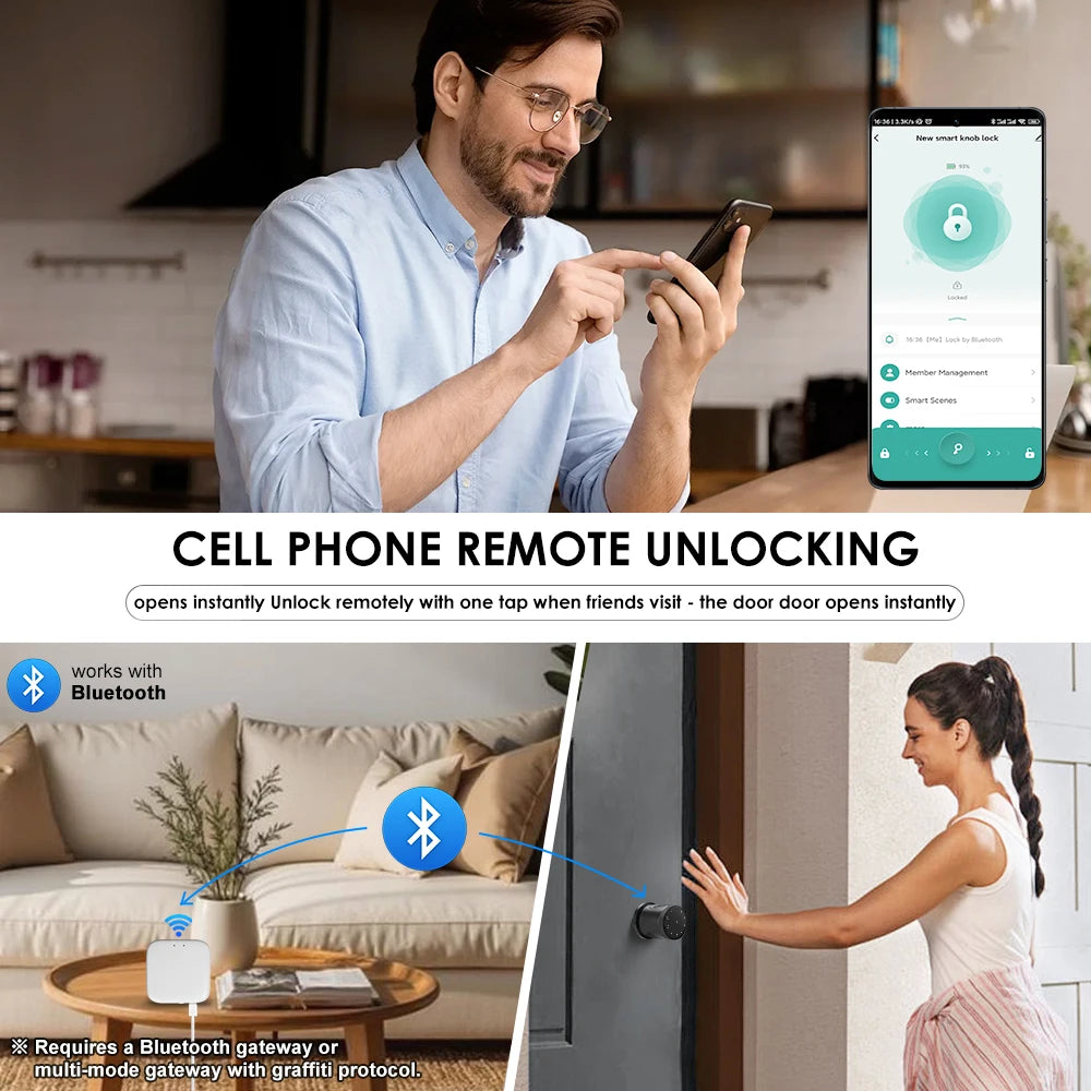YFK Smart Life Door Lock Biometric Password Card Bluetooth Keyless Entry