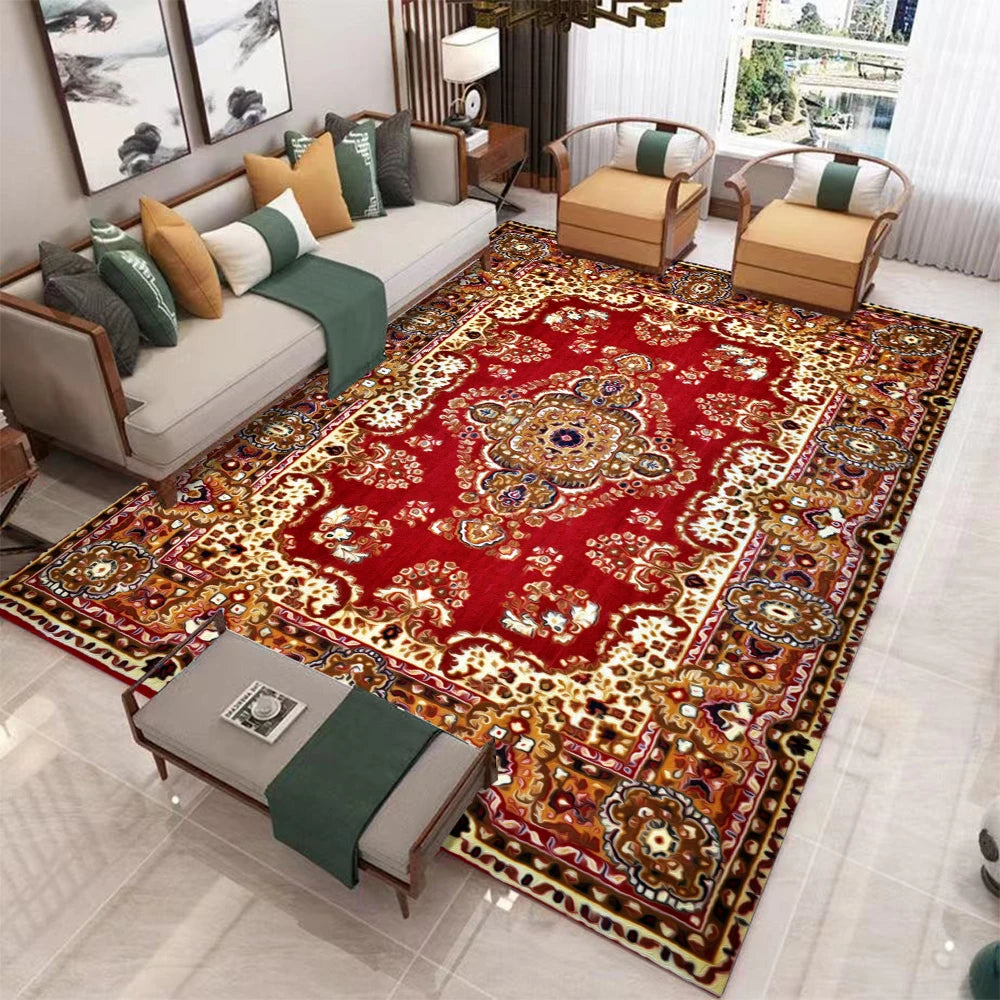 European Retro Living Room Carpet Non Slip Washable Rug