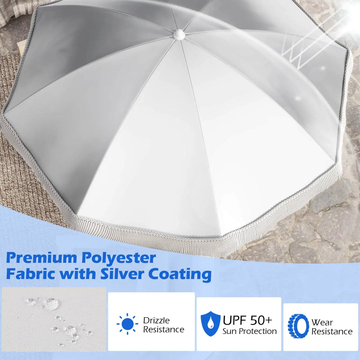 HOMASIS Outdoor Fringe Patio Umbrella With Carrying Bag