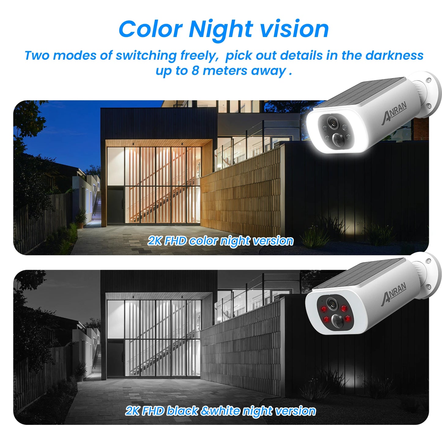 ANRAN 2K Solar Camera System With Four Wireless Floodlight Security Cameras