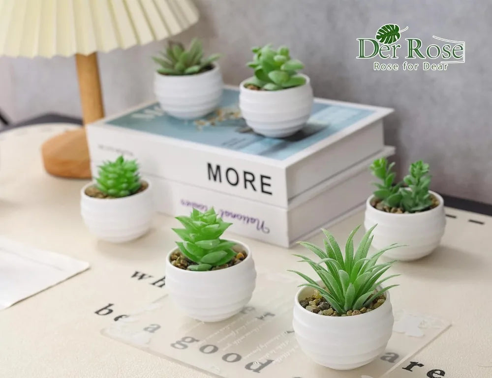 Six Pack Artificial Succulents in Pots for Home Decor