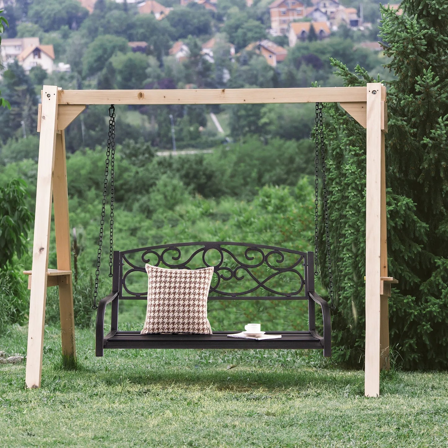 Patiojoy Outdoor 2 Person Metal Porch Swing 485 Capacity