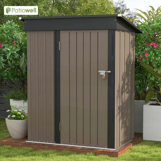 Victone Outdoor Storage Shed With Lockable Door And Sloping Roof