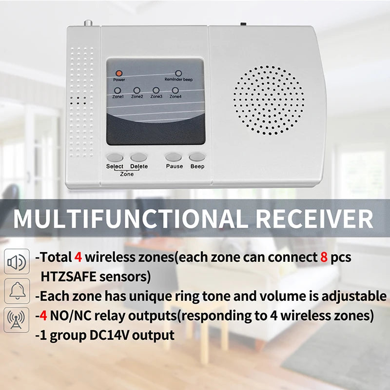 HTZSAFE Solar Beam Driveway Alarm System With 800m Wireless 100m Sensor Range
