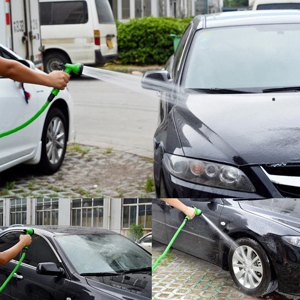 Expandable Garden Hose With 7 Pattern Spray Nozzle And Car Wash Sprayer