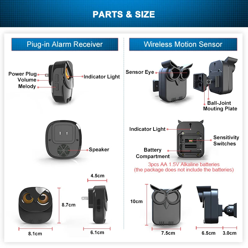 HTZSAFE Waterproof Wireless Driveway Security Alarm System