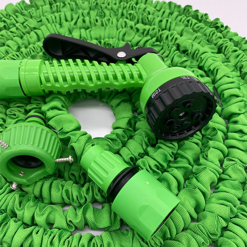 Expandable Garden Hose With 7 Pattern Spray Nozzle And Car Wash Sprayer
