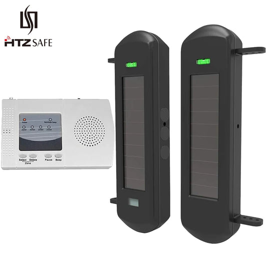 HTZSAFE Solar Beam Driveway Alarm System With 800m Wireless 100m Sensor Range
