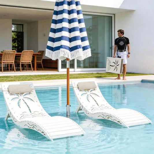 Outdoor Chaise Lounge Chair Set Of 2 With Wheels Durable