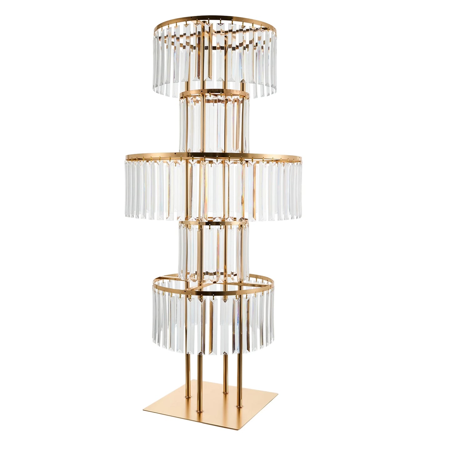 Five Tier Gold Acrylic Wedding Flower Stand Crystal Style Centerpiece