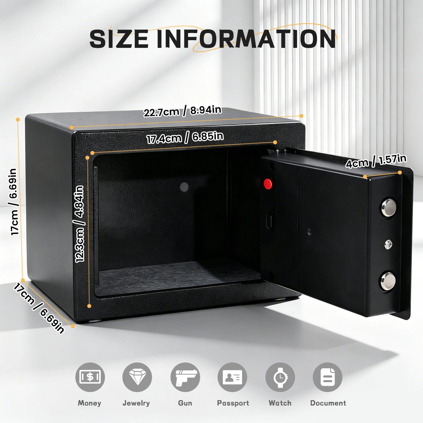 Ireproof Fireproof Safe With Digital Keypad And Sensor Light