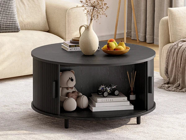 ONBRI Round Coffee Table With Storage