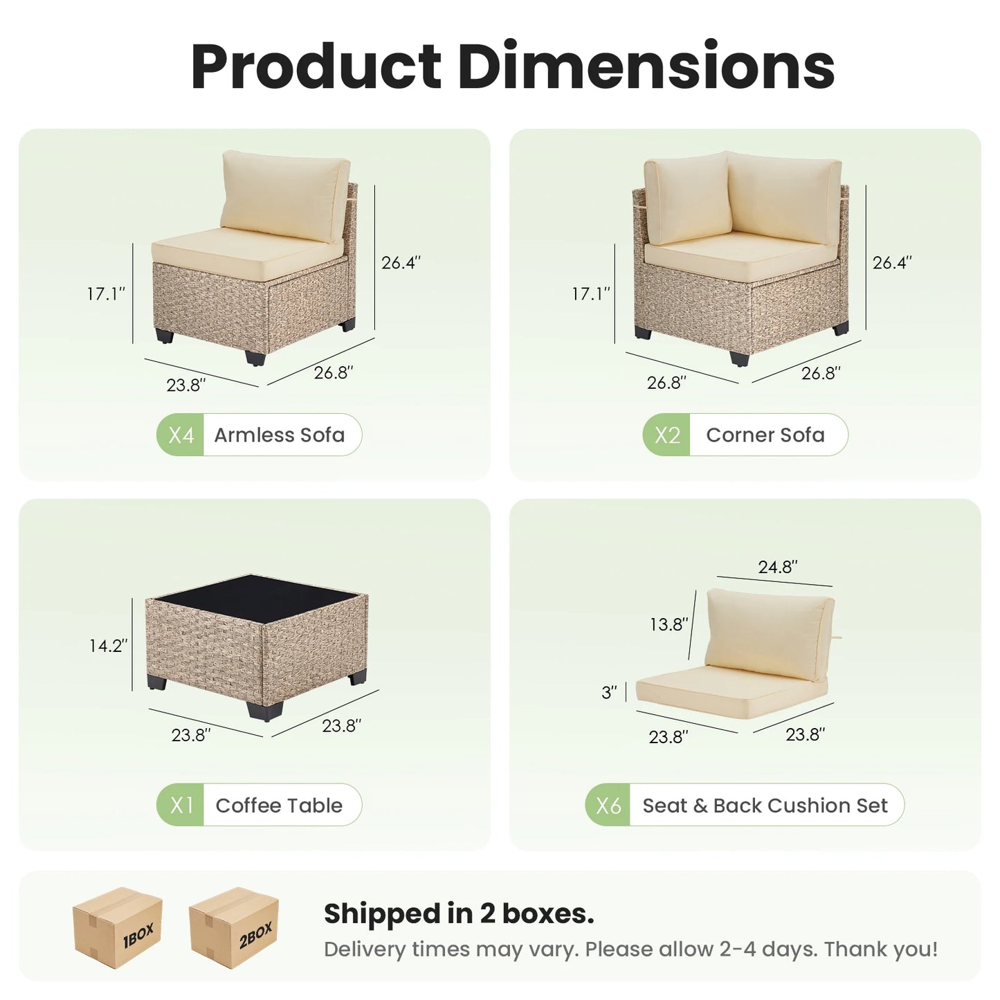 Outdoor Rattan 7 Piece Patio Furniture Set With Tempered Glass Table All Weather