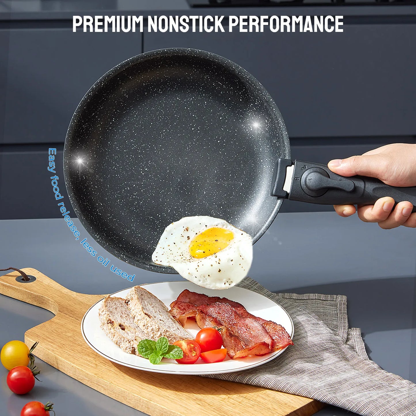 Induction Cookware Set Nonstick Pots And Pans With Removable Handles Stackable
