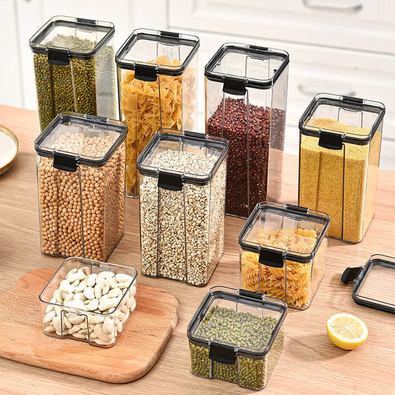 Sealed Jars Kitchen Grain Storage Organizer Set Moistureproof Plastic