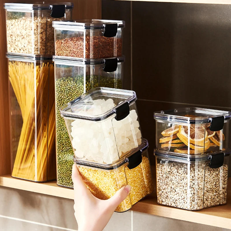 Sealed Jars Kitchen Grain Storage Organizer Set Moistureproof Plastic