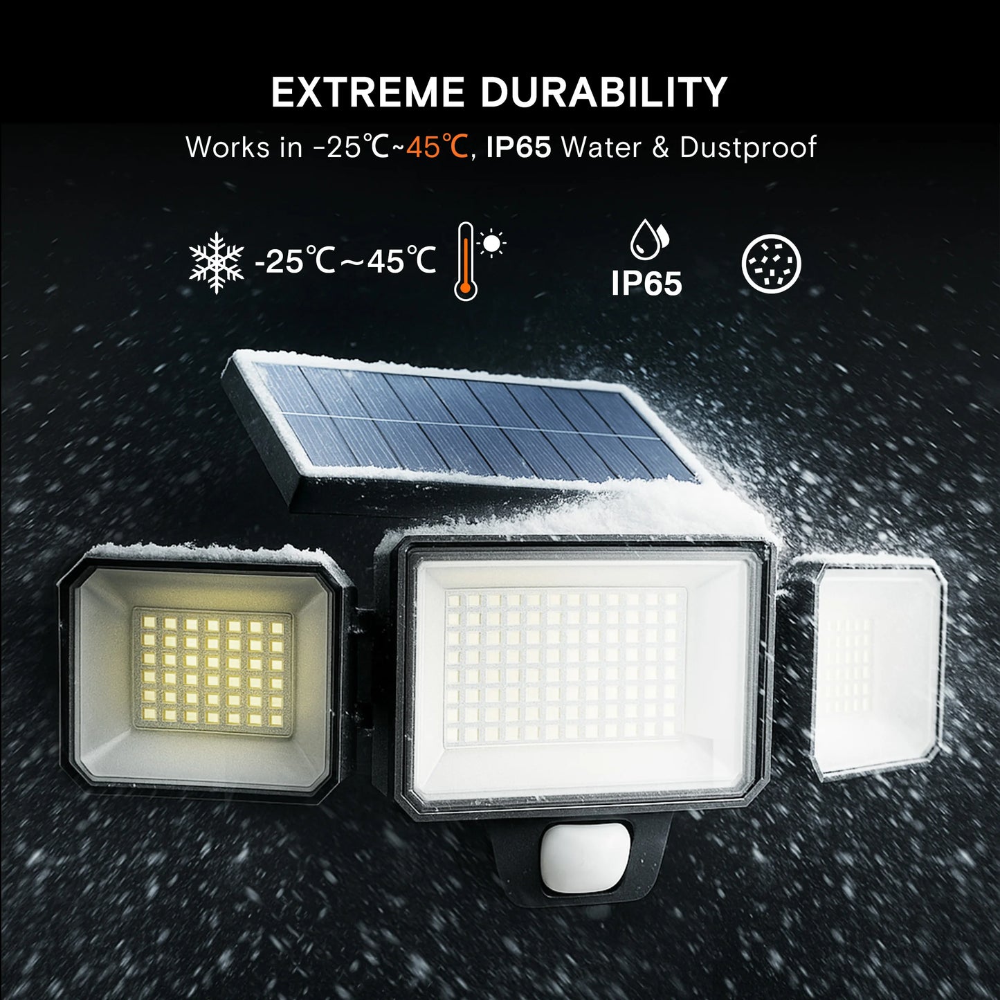 Solar Security Light Three Head Motion Sensor 270° Illumination 3000LM
