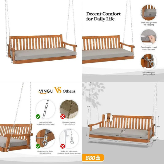 Outdoor Porch Swing Daybed With Cushions Patio Hanging Sofa Bench