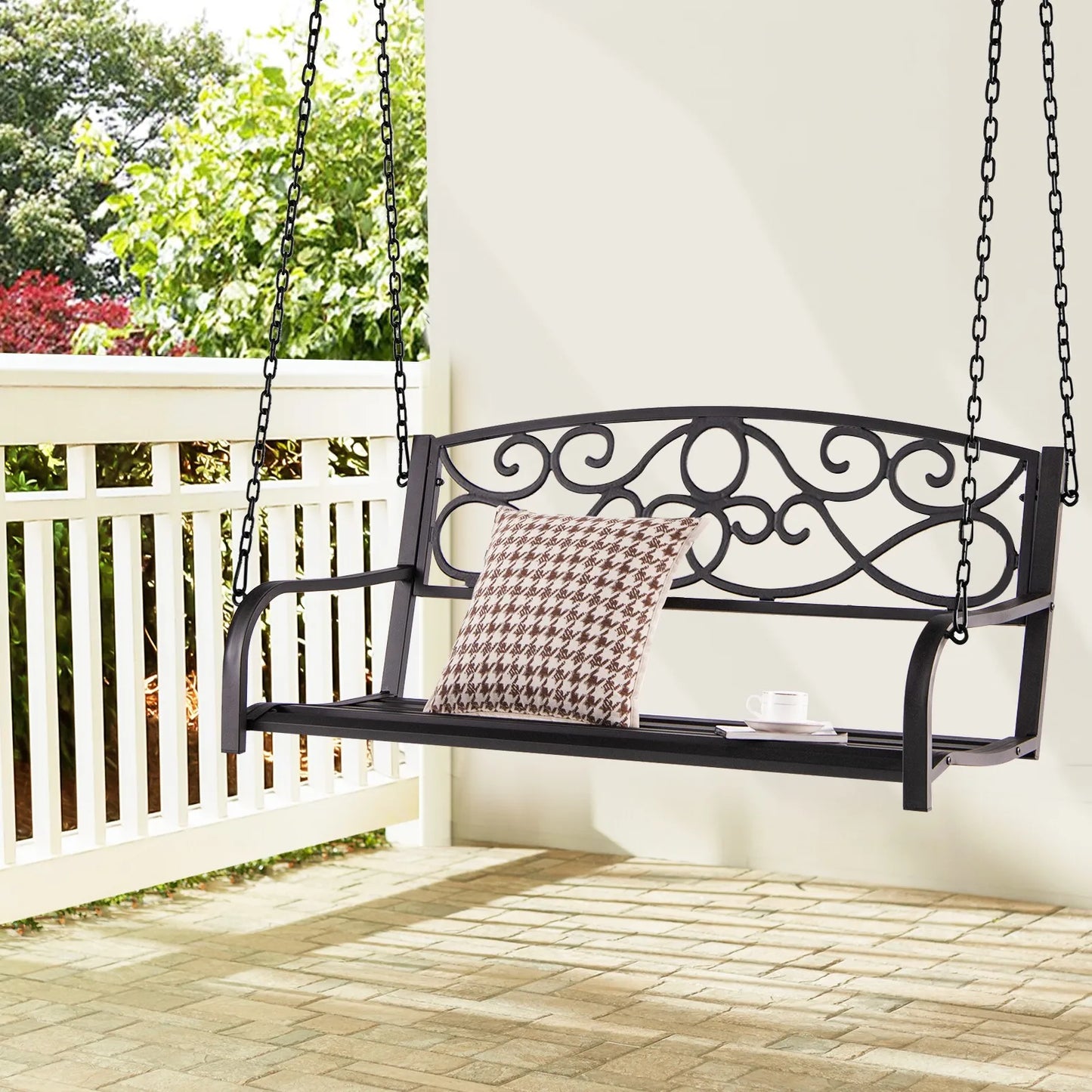 Patiojoy Outdoor 2 Person Metal Porch Swing 485 Capacity