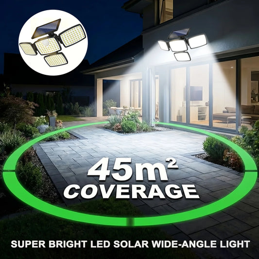 GHUSTAR 4 Head Solar Outdoor Lights With Motion Sensor
