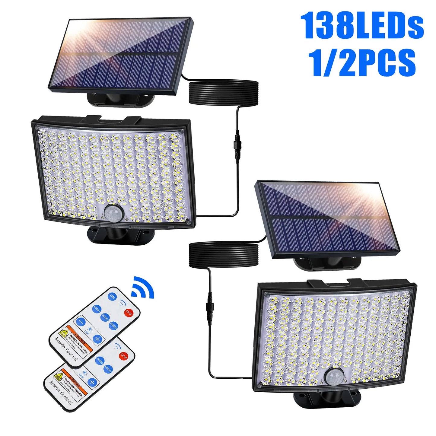 Ghustar 138LED Solar Motion Sensor Light Outdoor Security Lamp IP65