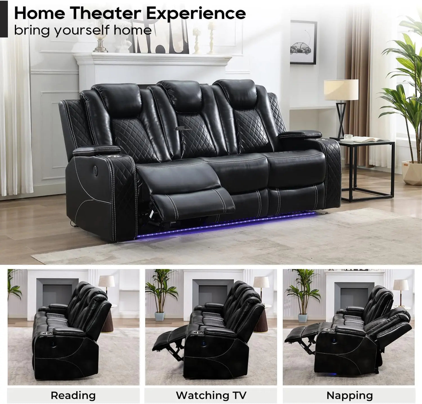 TODRANI Power Reclining Sofa With Wireless Charger