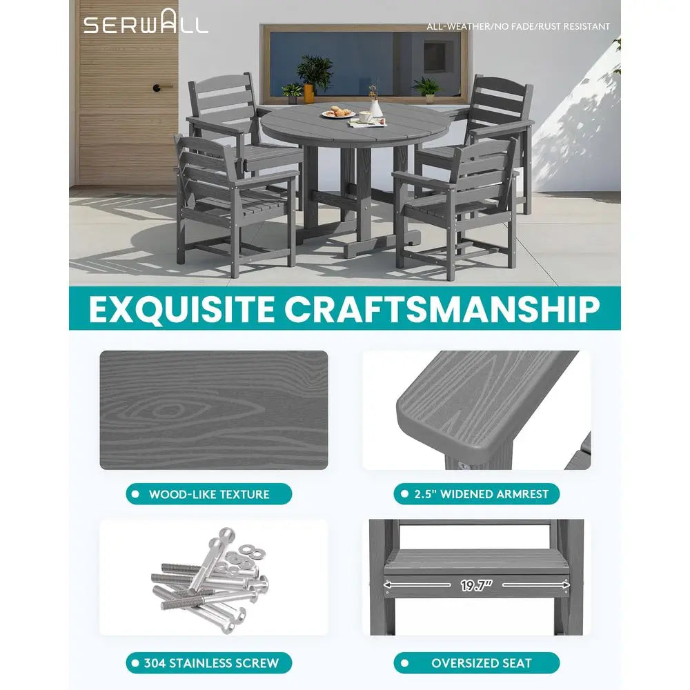 HDPE Patio Dining Set With Table And Four Chairs Outdoor