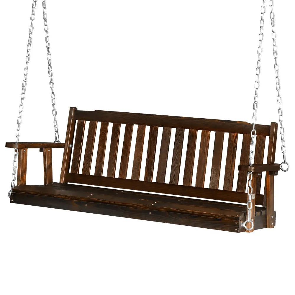 Wooden Patio Swing Bench With Upgraded Adjustable Chains