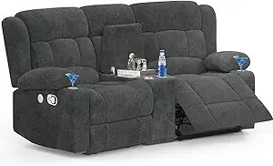 RBXC Loveseat Recliner Sofa With Manual Recline And Faux Leather