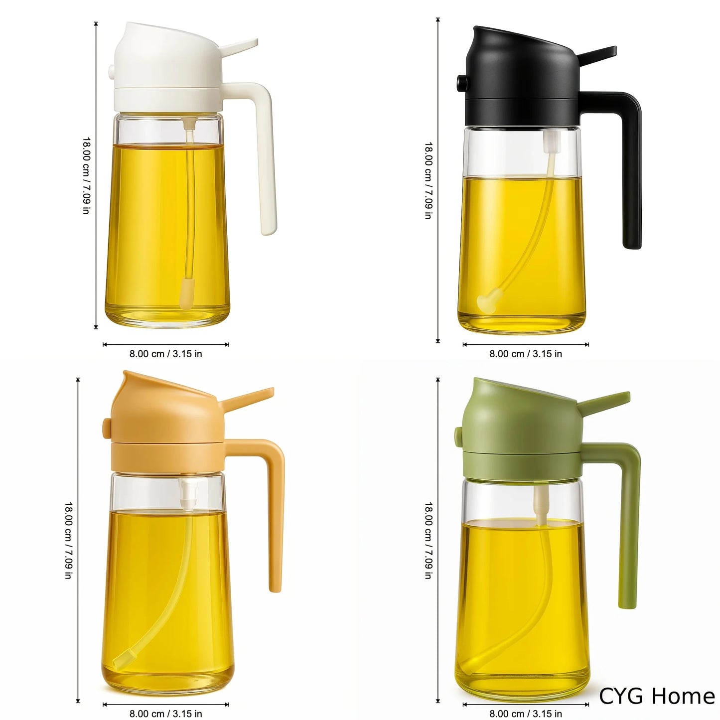 Novelty Moon Glass Oil Spray Bottles 4 Pack Drip Proof