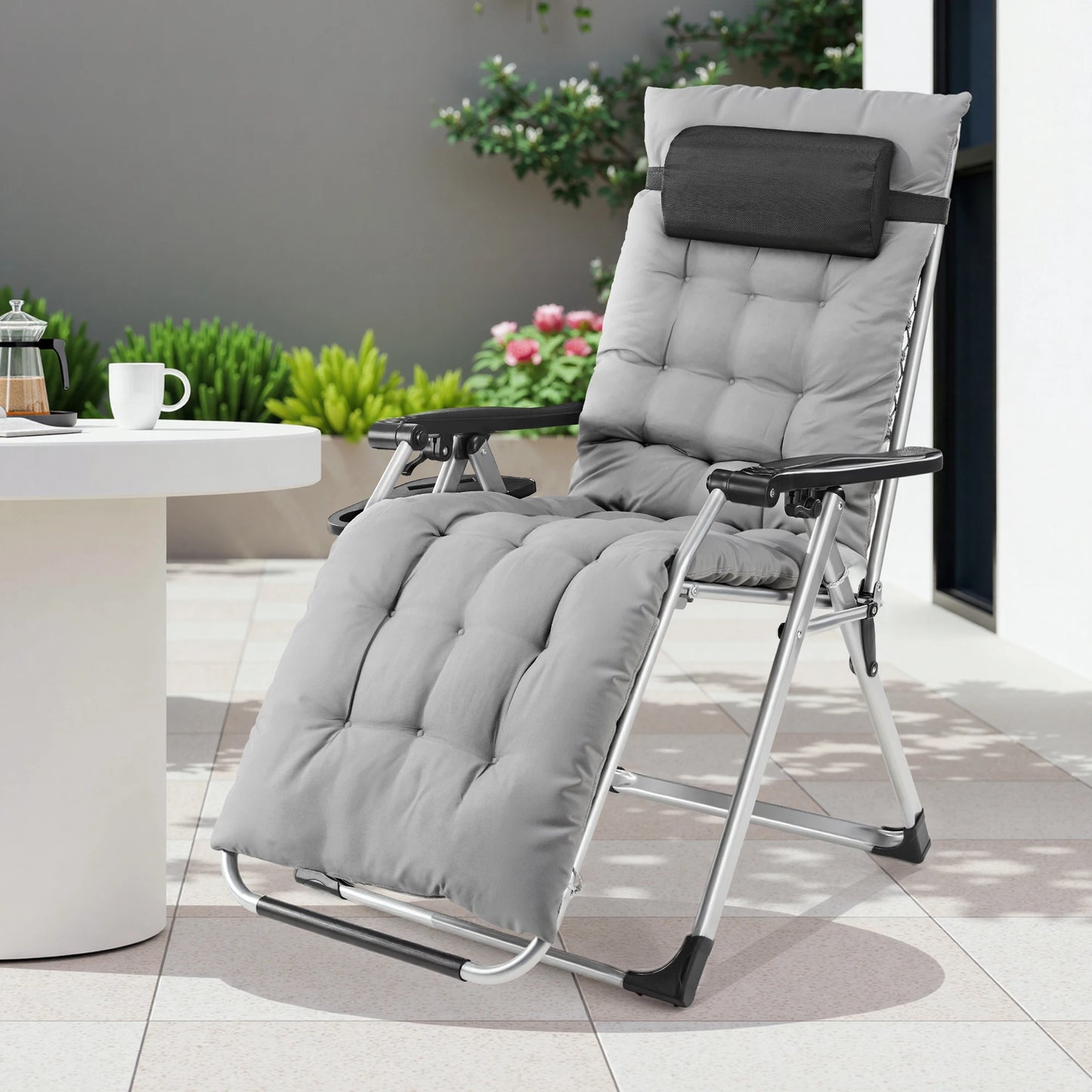 JHK Zero Gravity Recliner Folding Patio Lounge Chair Cup Holders
