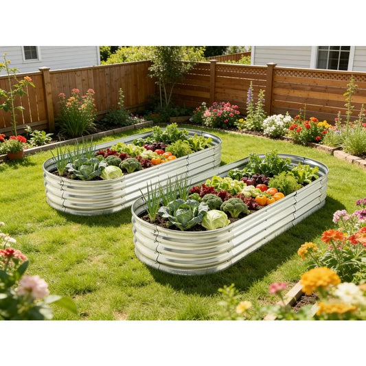 Metal Raised Garden Bed Elevated Planter 2 Pack Vegetables Herbs