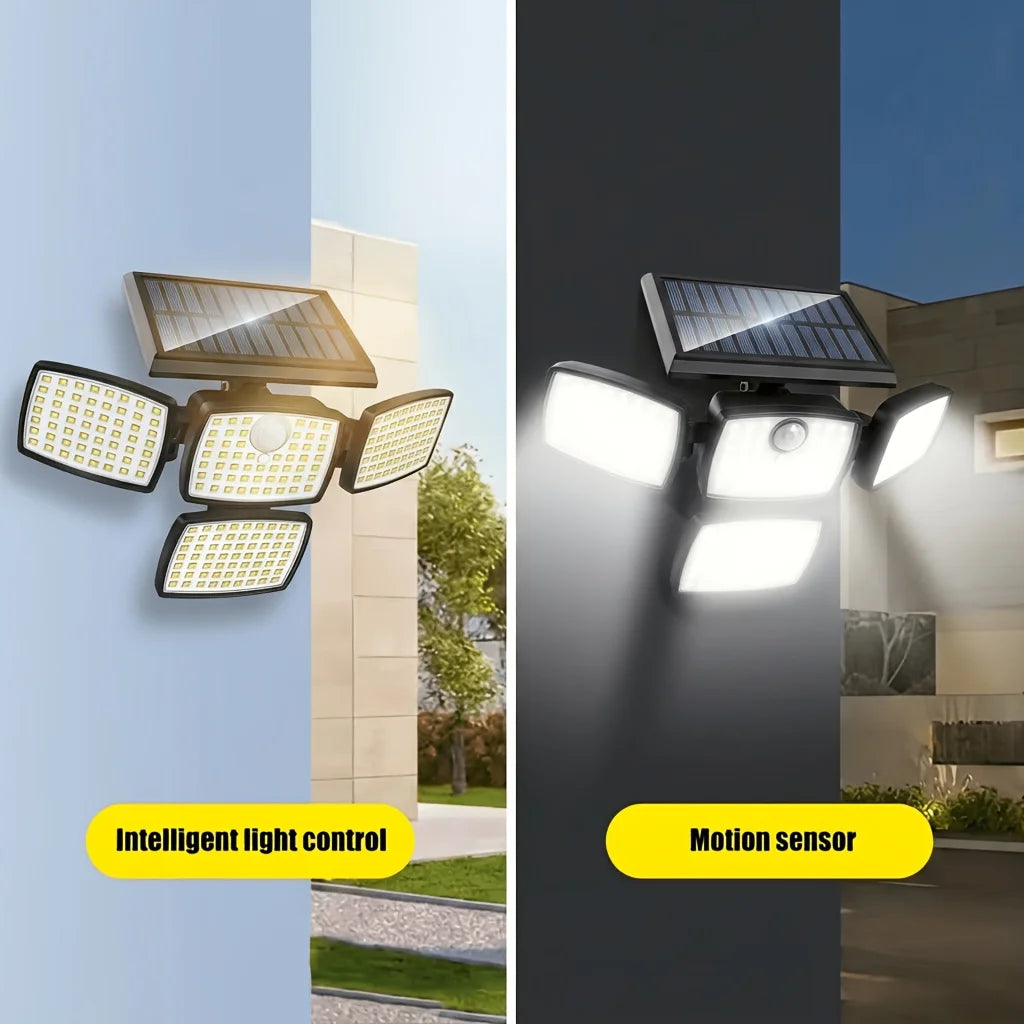 GHUSTAR 4 Head Solar Outdoor Lights With Motion Sensor