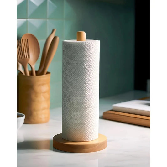Bamboo Paper Towel Holder Wooden Dispenser For Countertop Organization