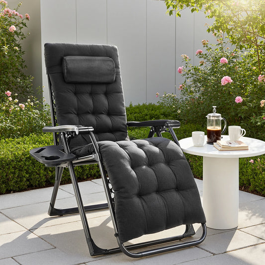JHK Zero Gravity Recliner Folding Patio Lounge Chair Cup Holders