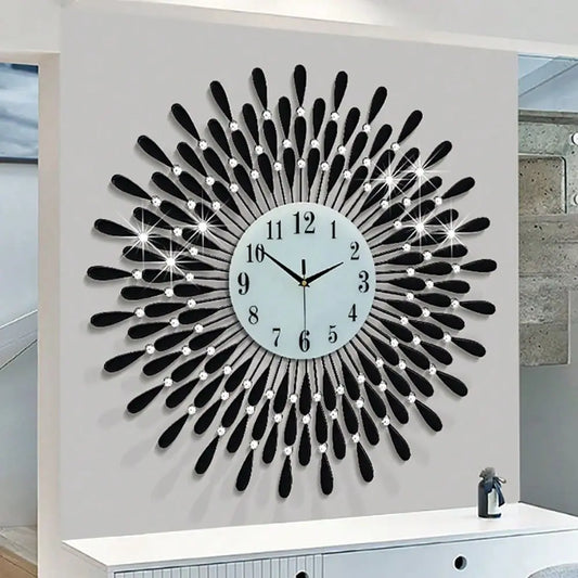 Non-Ticking Quiet Crystal Metal Wall Clock With Modern Bling