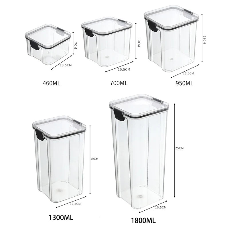 Sealed Jars Kitchen Grain Storage Organizer Set Moistureproof Plastic
