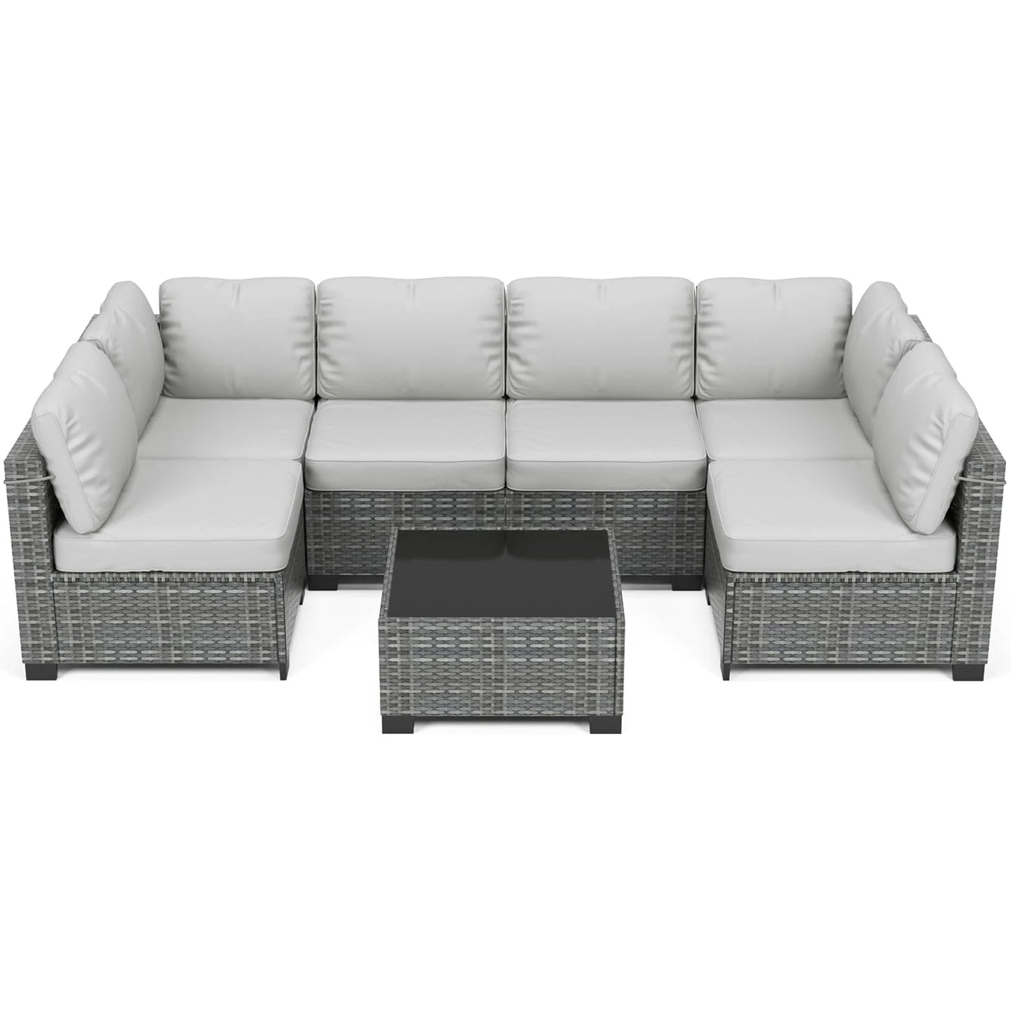 HobbyLane 7 Piece Modular Outdoor PE Rattan Furniture Set
