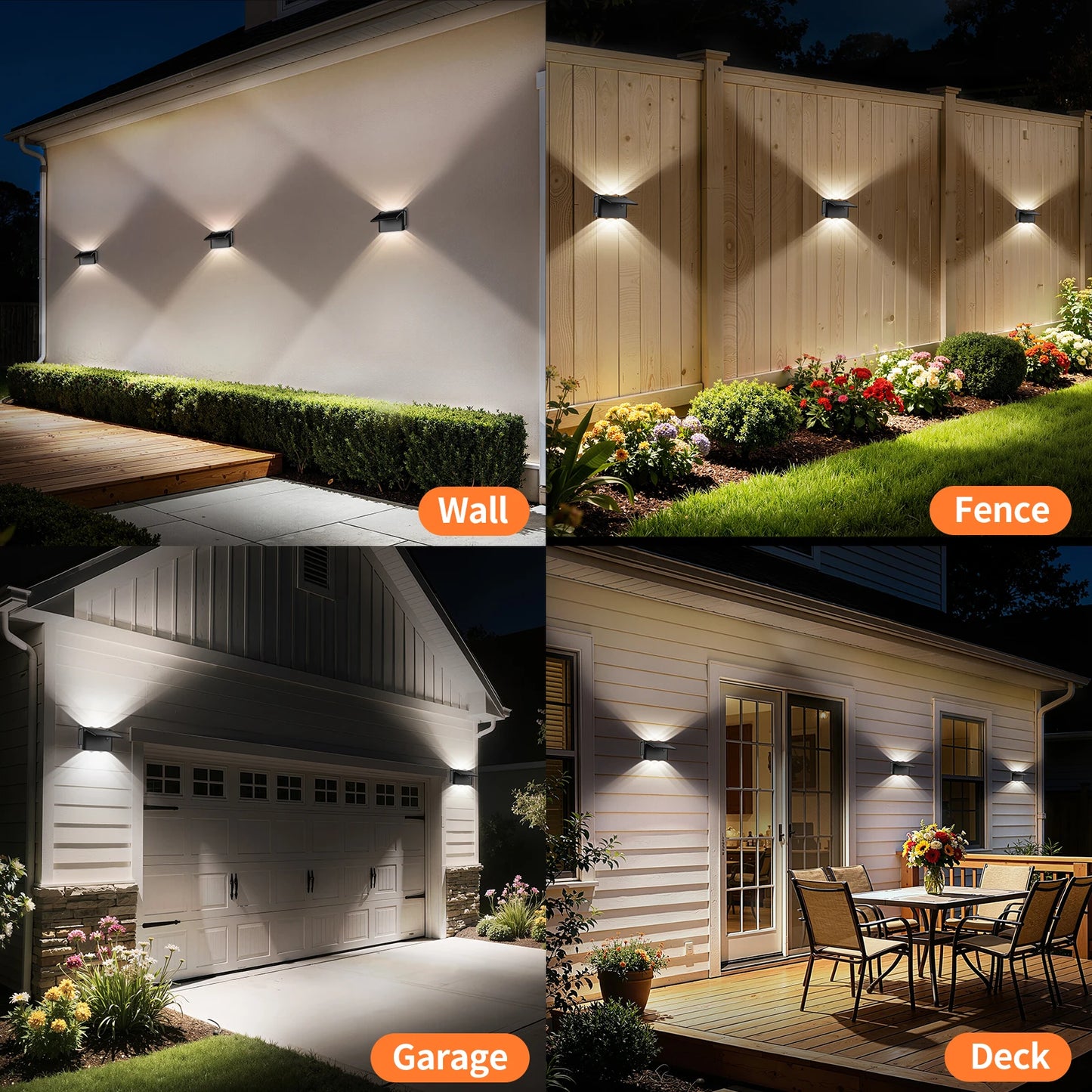 Intelamp IP65 Solar Wall Lights Two Pack With Remote