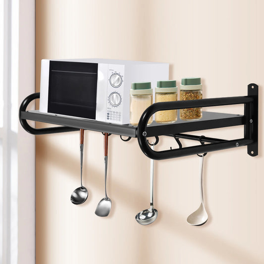 Wall Mounted Microwave Oven Rack Carbon Steel Shelf Easy Install