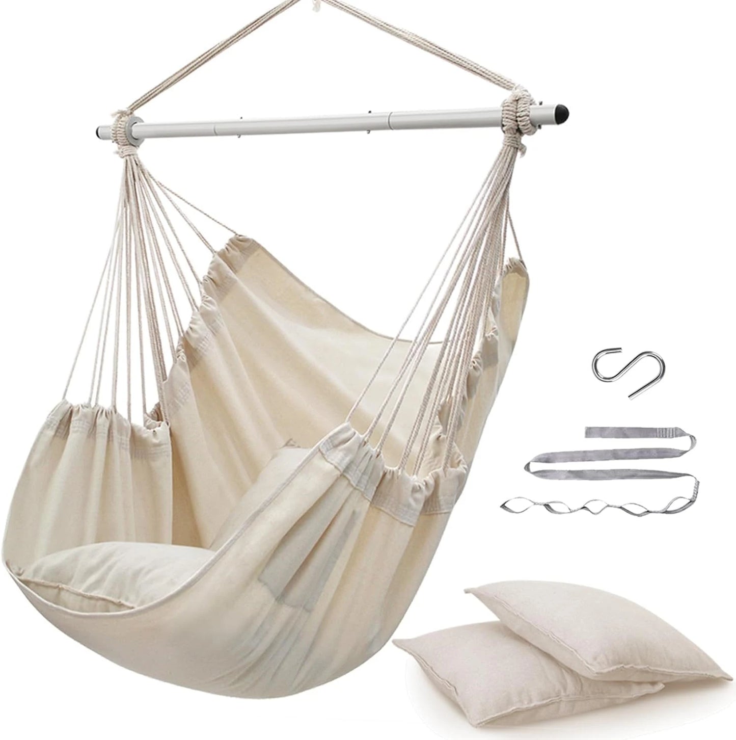 Indoor Outdoor Hanging Swing Chair With Premium Soft Fabric Comfort All Weather