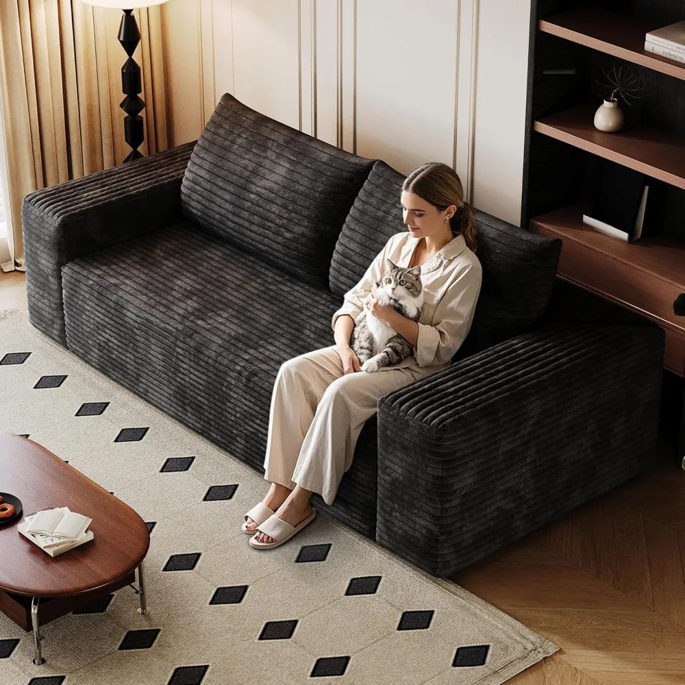 HUANHUI Loveseat Sofa Couch For Living Room Modern Corduroy