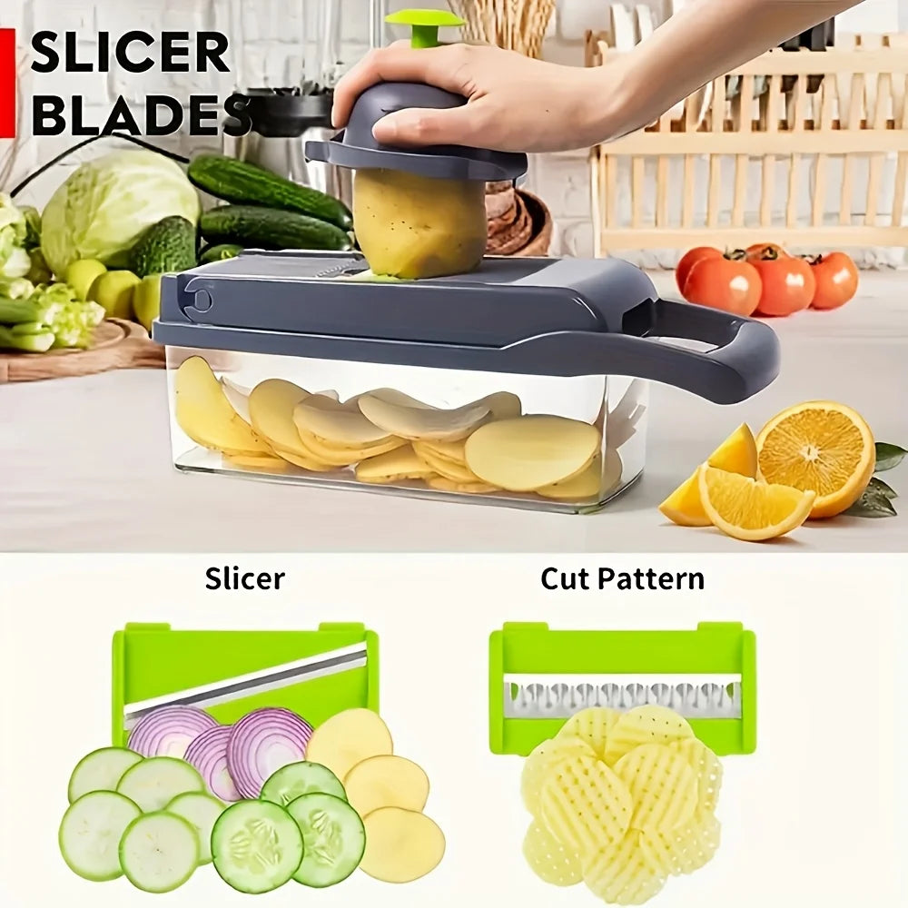 UPWORK 16-in-1 Manual Food Chopper With Container And 8 Blades