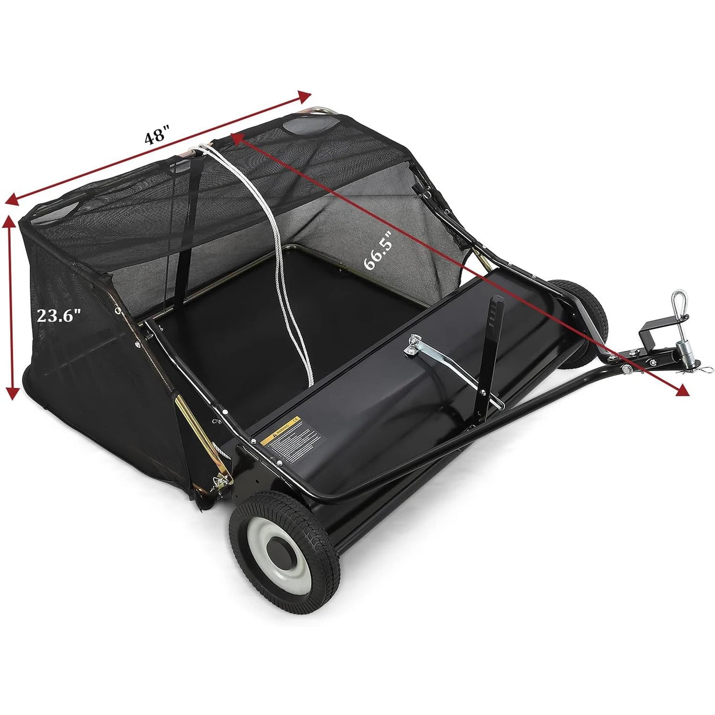HiMISS Tow Behind Lawn Sweeper With Hopper And Adjustable Height