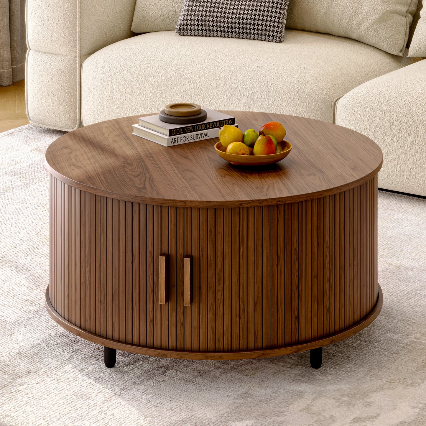 ONBRI Round Coffee Table With Storage
