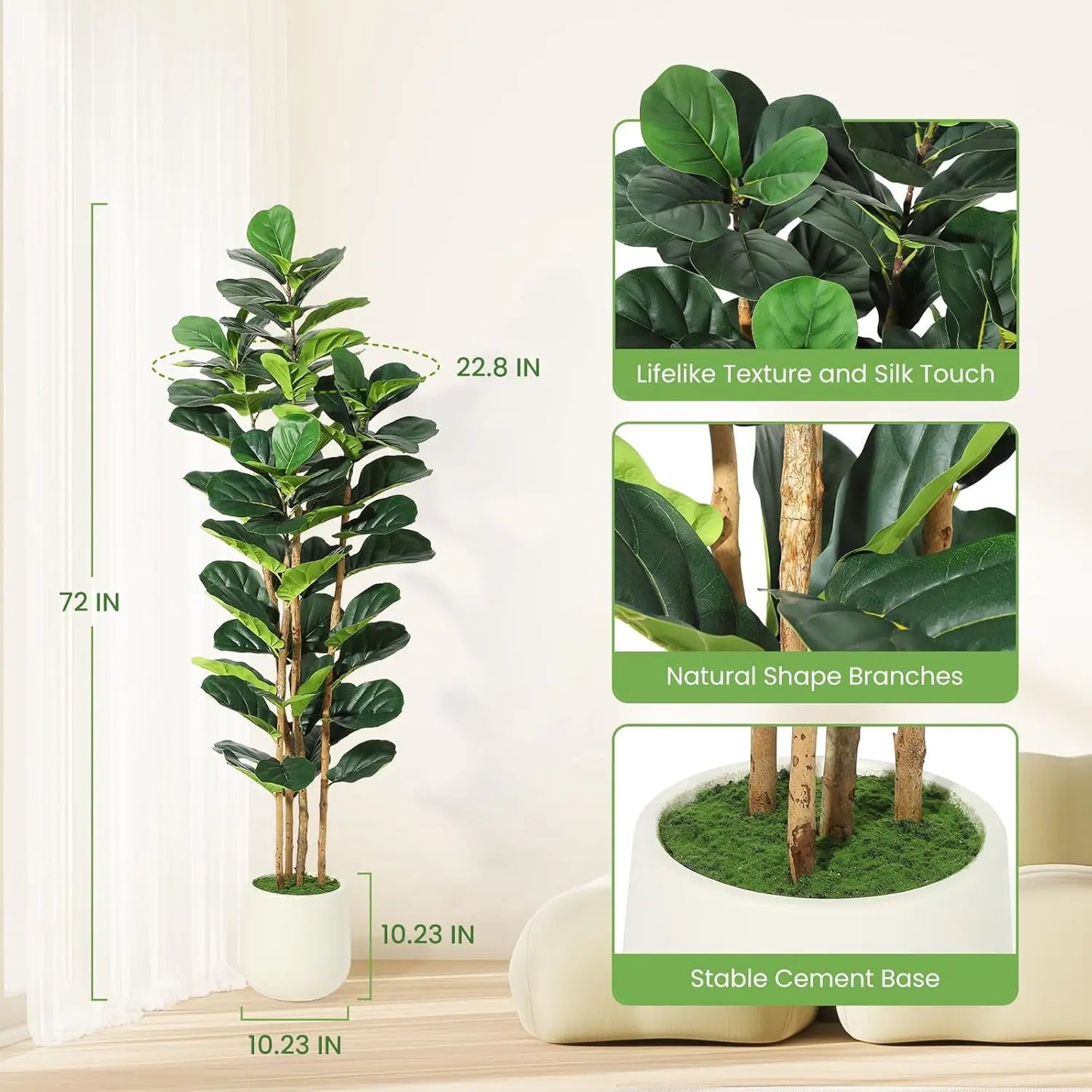 HiMISS Fiddleleaf Fig Tree In Pot For Home Decorative Display